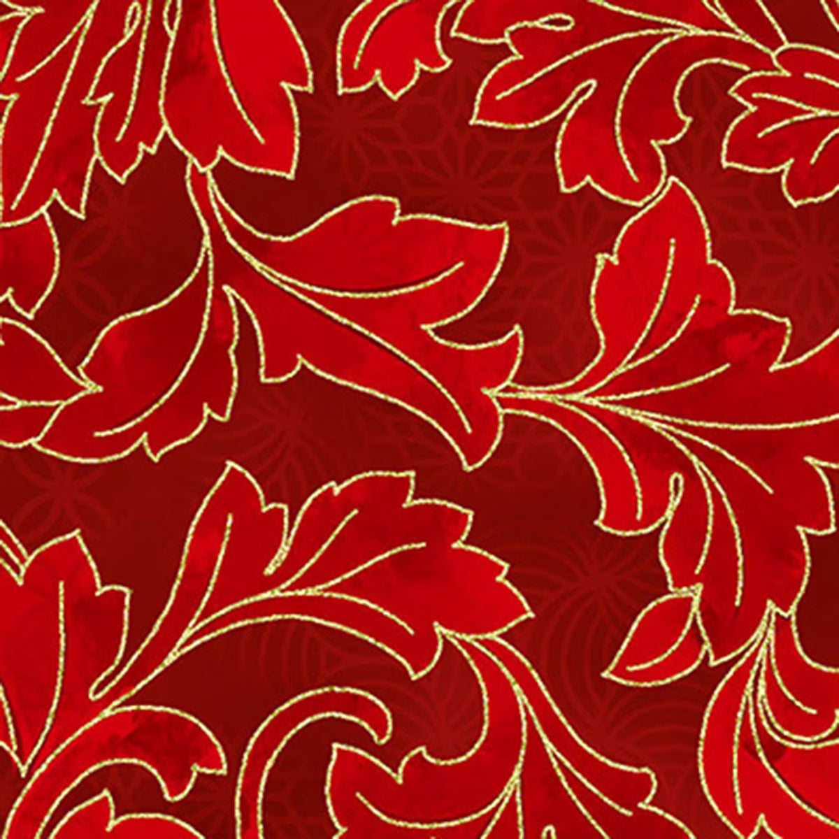 Christmas Wish - Leaves Scarlet-Gold Y7823-78G by Hoffman Fabrics