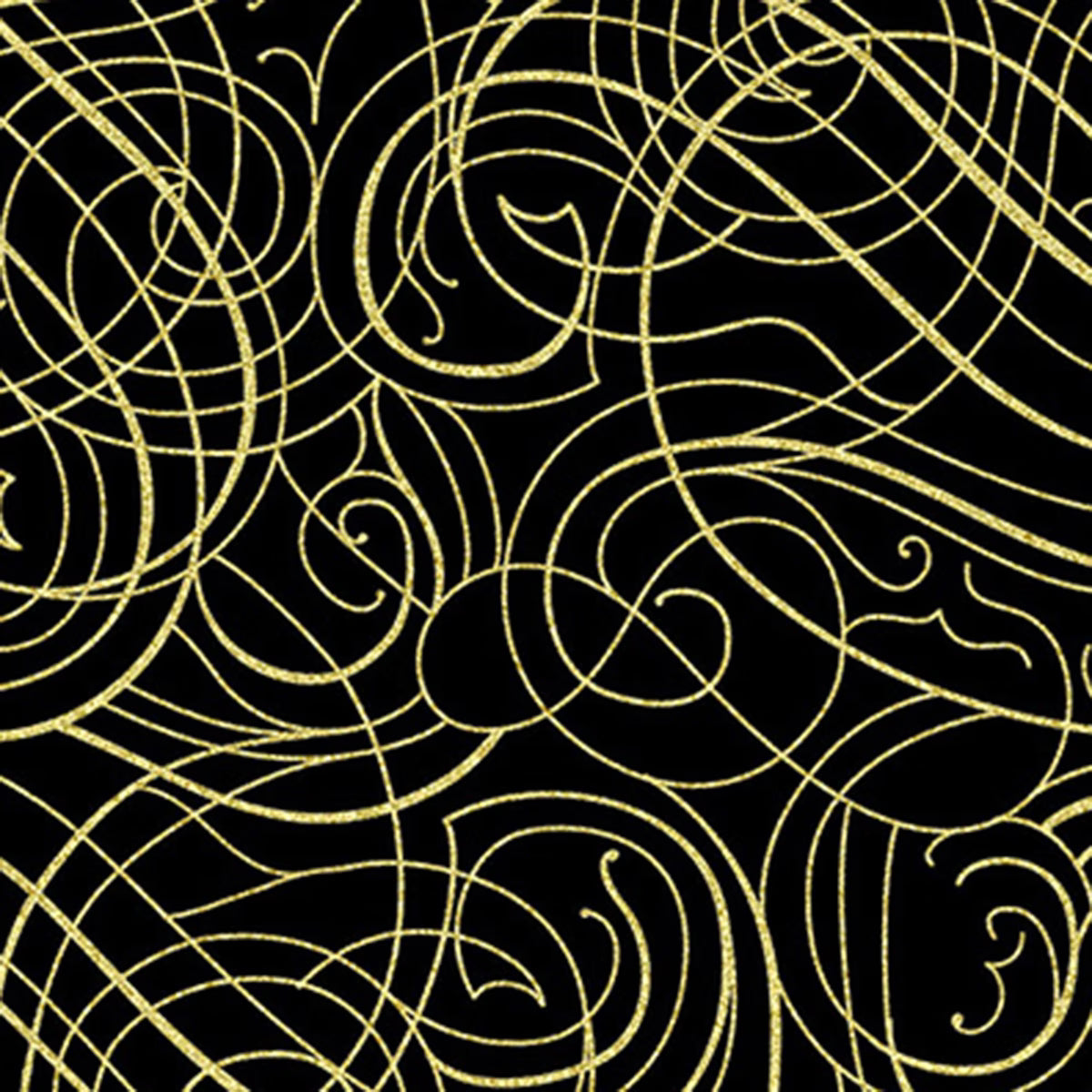 Christmas Wish - Swirls Black/Gold Y7824-4G by Hoffman Fabrics