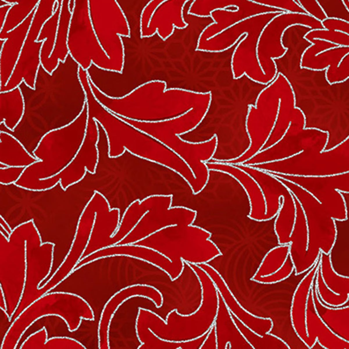 Christmas Wish - Leaves Crimson-Silver Y7823-10S by Hoffman Fabrics