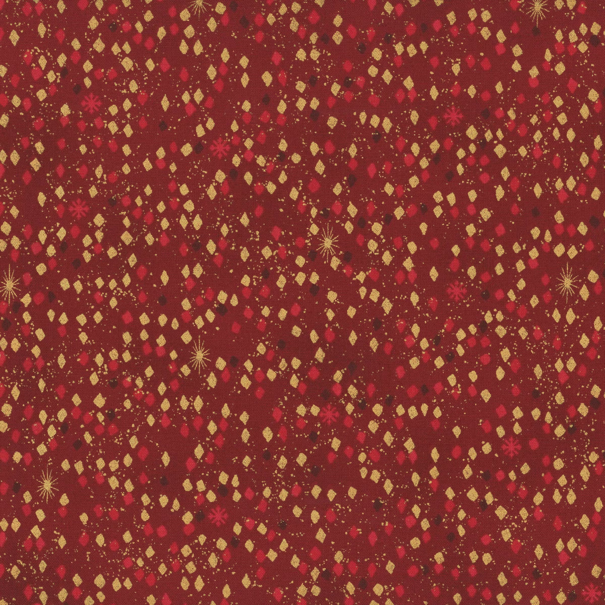 Snow Crystals - Red/Gold Diamonds 4593-404 by Stof Fabrics