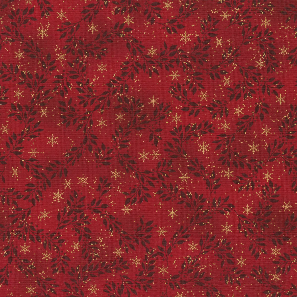 Snow Crystals - Red/Gold Branches 4593-414 by Stof Fabrics