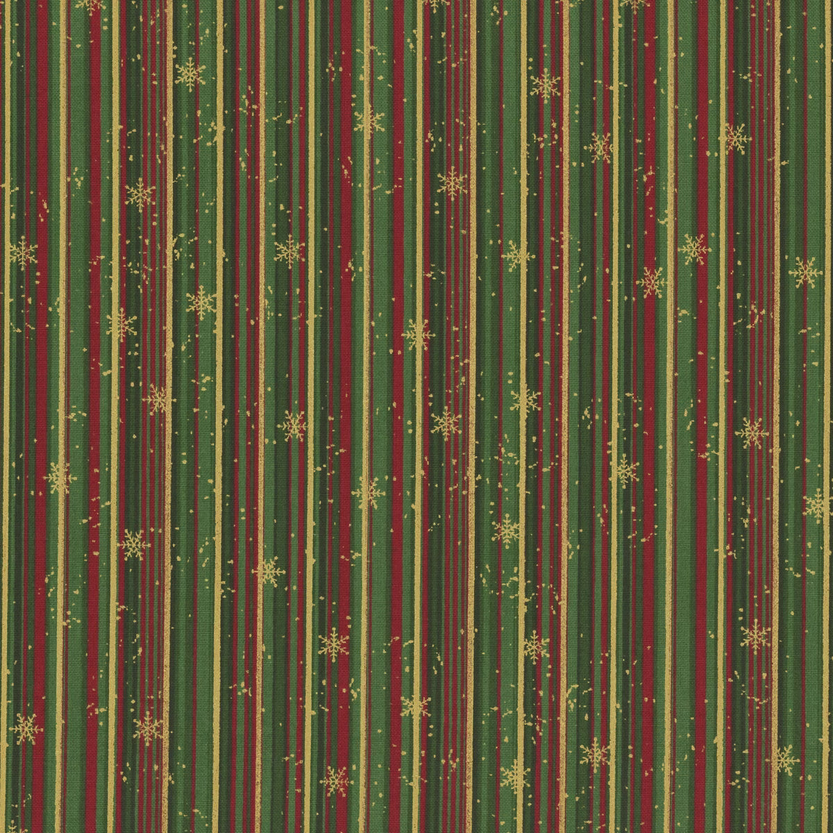 Snow Crystals - Green & Gold Stripes 4593-807 by Stof Fabrics