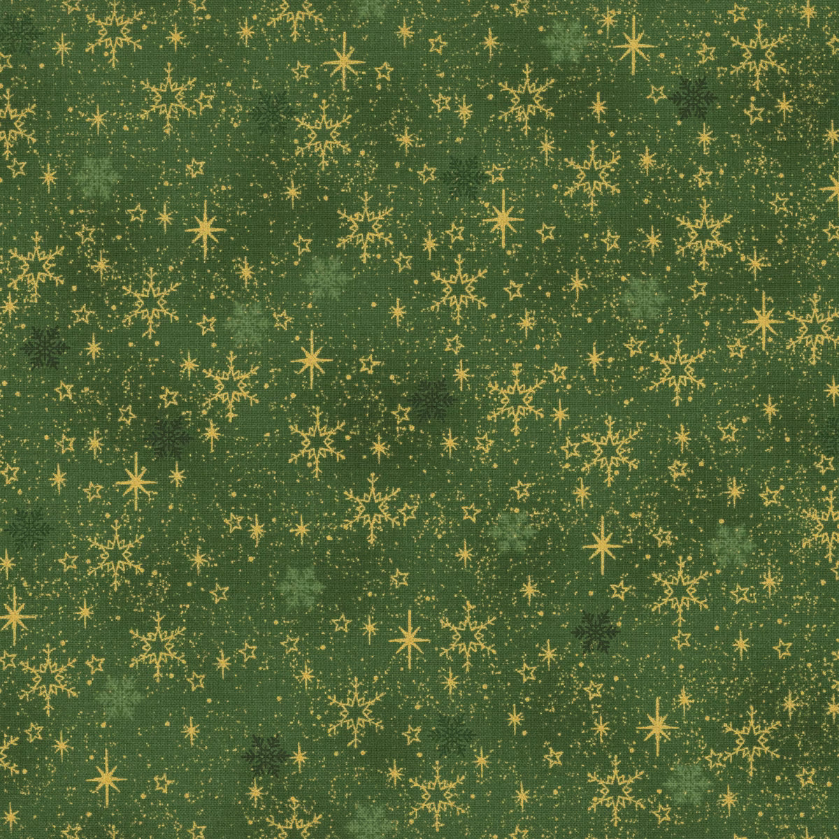 Snow Crystals - Green & Gold Snow Crystals 4593-812 by Stof Fabrics