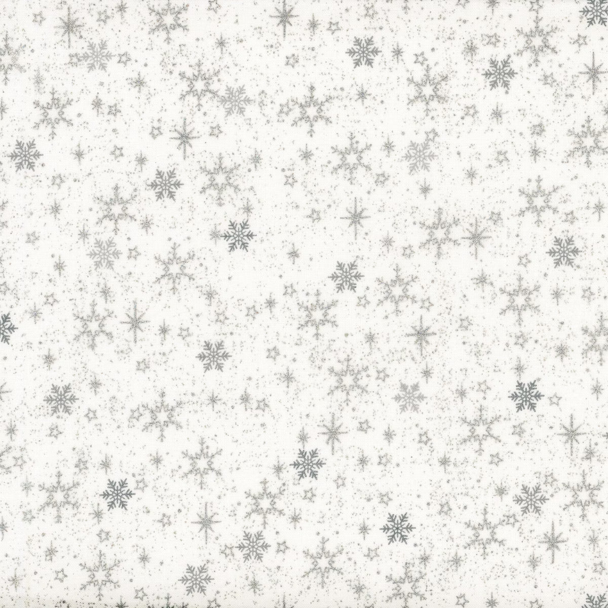 Snow Crystals - White/Silver Snow Crystals 4593-104 by Stof Fabrics
