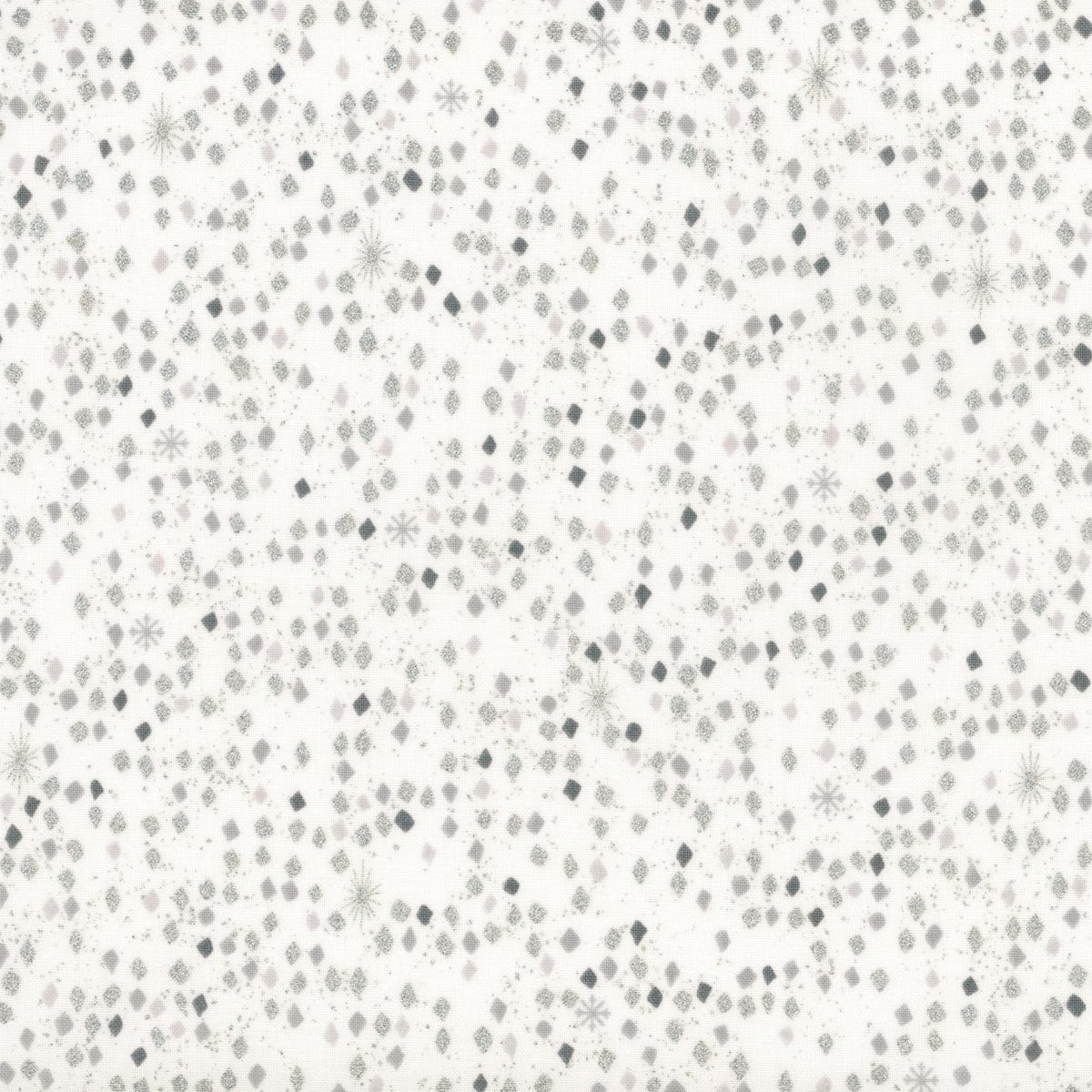 Snow Crystals - White/Silver Diamonds 4593-107 by Stof Fabrics