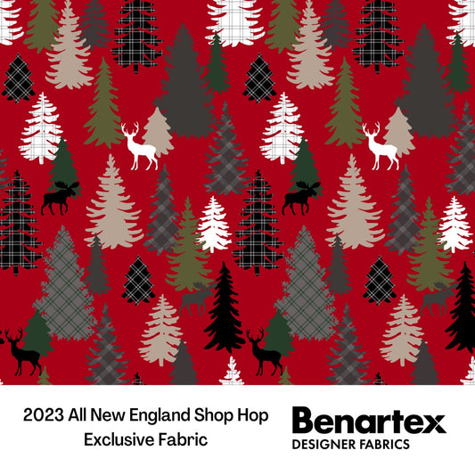 All New England Shop Hop 2023 - New England Forest - Red - by Benartex