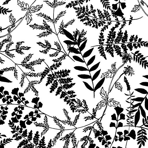 Leafy Garden White/Black 07796 by Kanvas Studio