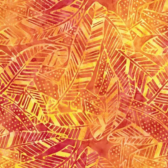 Technicolor Batiks - Feathers Red/Orange 22324 385 by Wilmington Batiks
