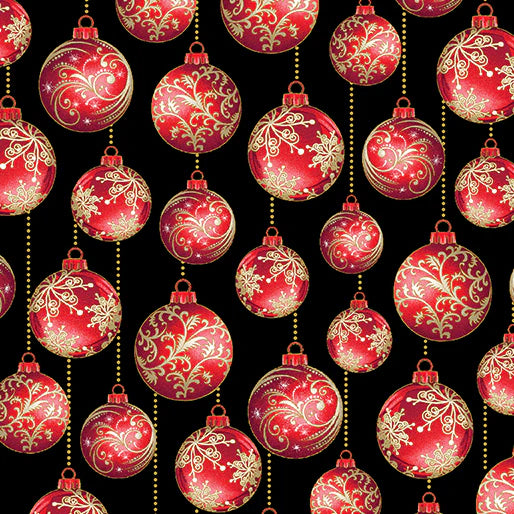 Ornament Medley Black/Red for Benartex