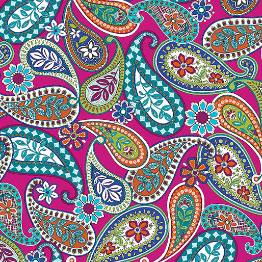 Return to Hope - Inspire Paisley - Fuchsia/Multi by Benartex