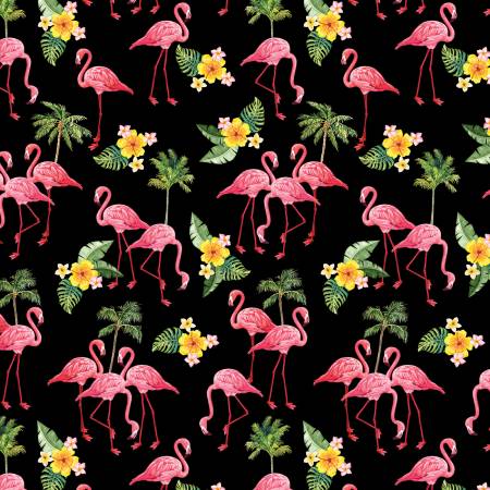 Paradise Awaits - Flamingo Paradise Black 14847-12