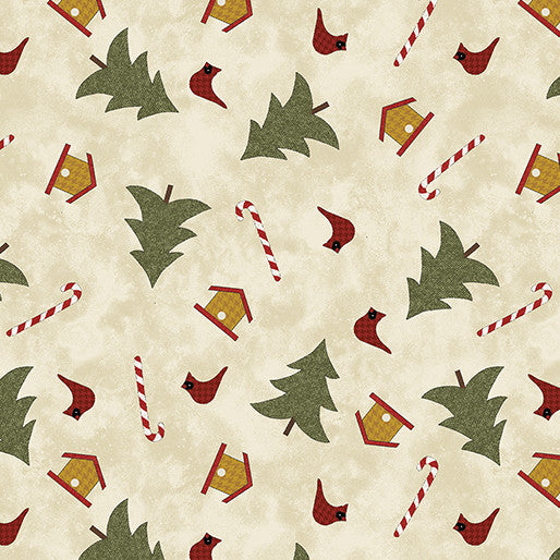 Snowballs - Tree Festival Cream by Benartex