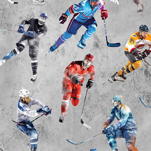 Ice Hockey - Hockey Play Light Gray 16886-08 by Benartex