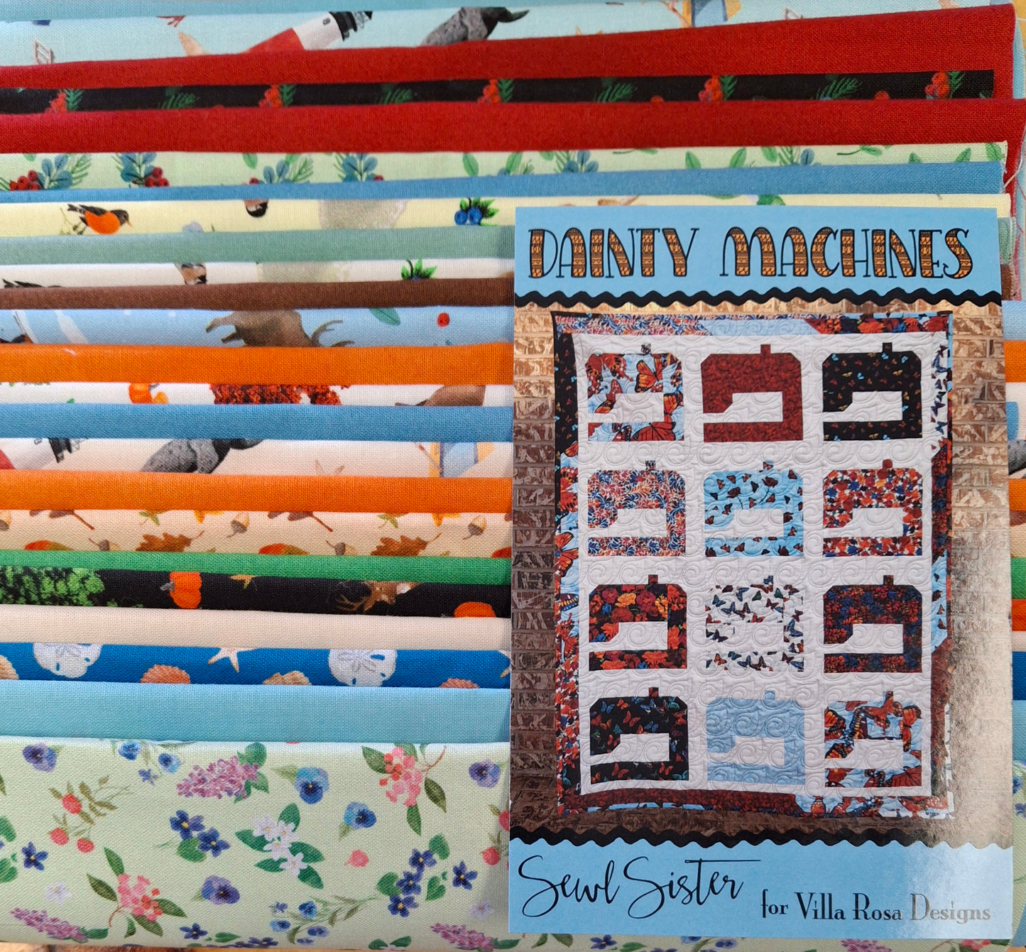 Dainty Machines Quilt Kit Featuring All NE Shop Hop Fabric - Villa Rosa Designs Pattern