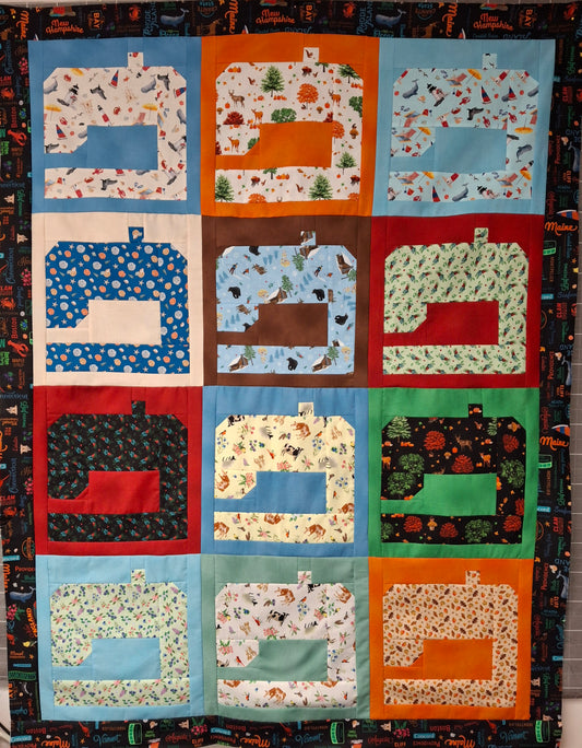 Dainty Machines Quilt Kit Featuring All NE Shop Hop Fabric - Villa Rosa Designs Pattern