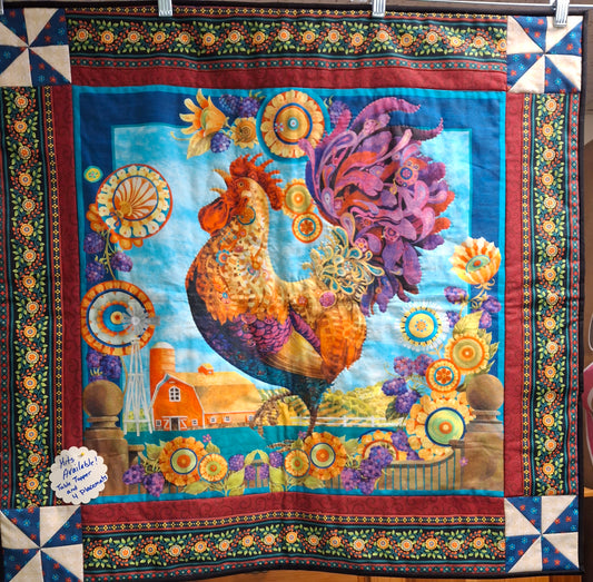 Rooster Panel Table Topper/Wall Hanging & 4 Placemats Kit