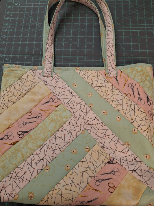 Quilt As You Go Alexander Tote Bag Kit - Preprinted Batting Sewing Fabric Assortment