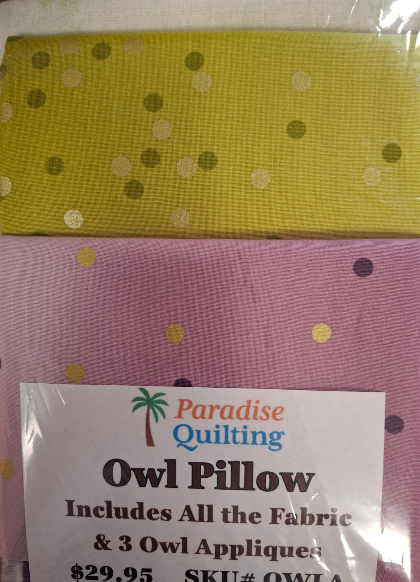 Owls Pillow Kit - Includes the Pattern, Fabric and 3 Owl Appliques