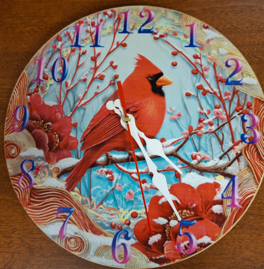 Clock - Winter Cardinal