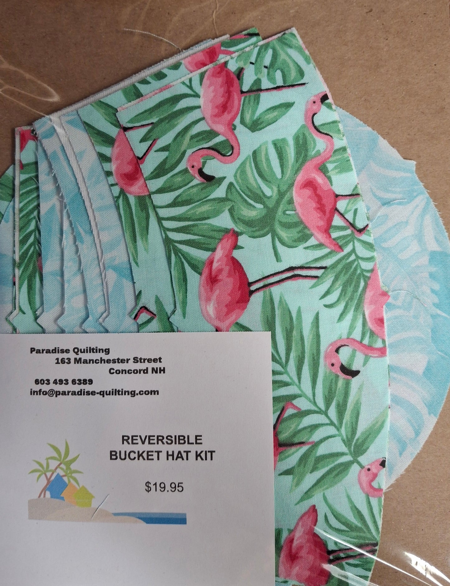Bucket Hat Kit - Flamingos - Reversible