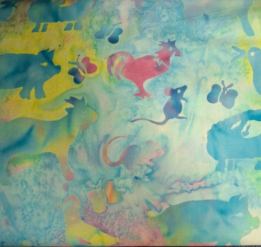 Bali Batik - Pastel Farm Animals 207-135 by Hoffman Fabrics