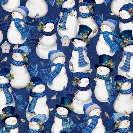 Let it Show-Man! - Packed Snowmen Dark Blue 27753-441 by Wilmington Prints