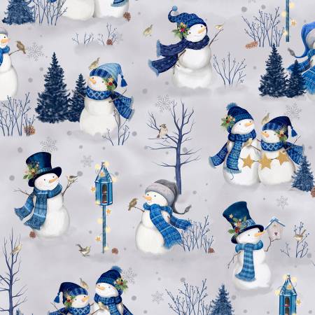 Let it Show-Man! - Scenic Snowman Gray 27754-914 by Wilmington Prints