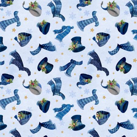 Let it Show-Man! - Hats & Scarfs Light Blue 27756-407 by Wilmington Prints