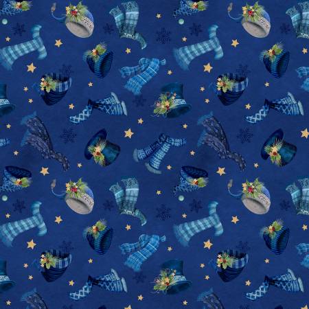 Let it Show-Man! - Hats & Scarfs Dark Blue 27756-447 by Wilmington Prints