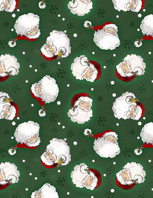 The Jolly North - Santa Head Toss Green 18063-713 by Wilmington Prints