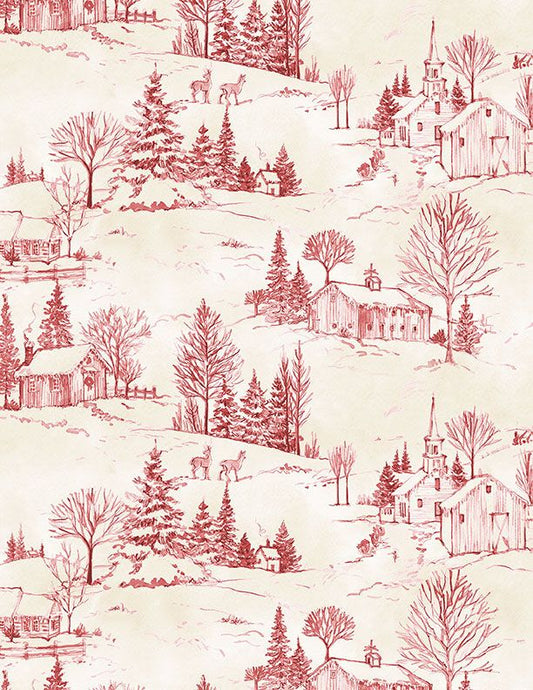 The Jolly North - Scenic Toile Red/Cream 28064-233 by Wilmington Prints
