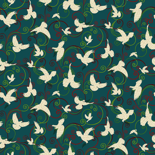 Peace on Earth - Teal 3267-67 by Henry Glass & Co.
