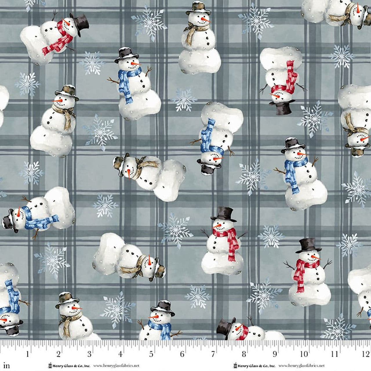Hollyville Manor - Slate Gray Snowmen 3513-11 by Henry Glass Co.
