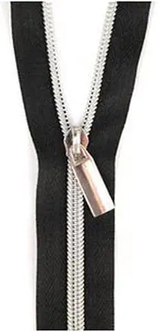 Sallie Tomato - 3 Yard Zipper - Black Tape & Nickel Coil #5