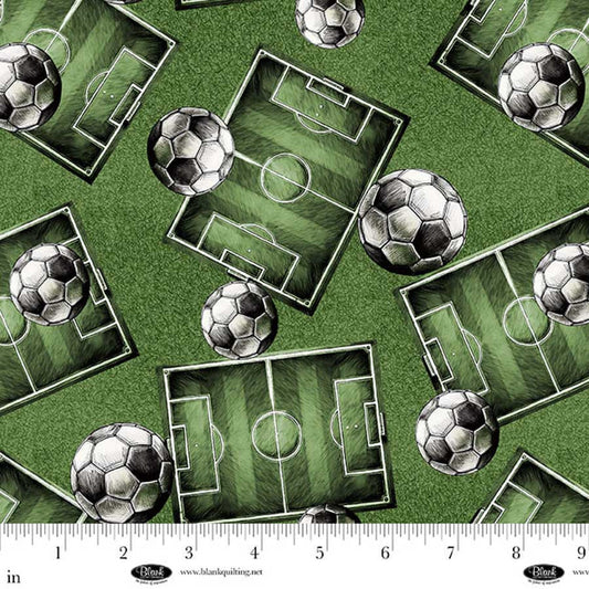 Goalbound - Soccer Fields and Balls 4751-66 by Blank Quilting