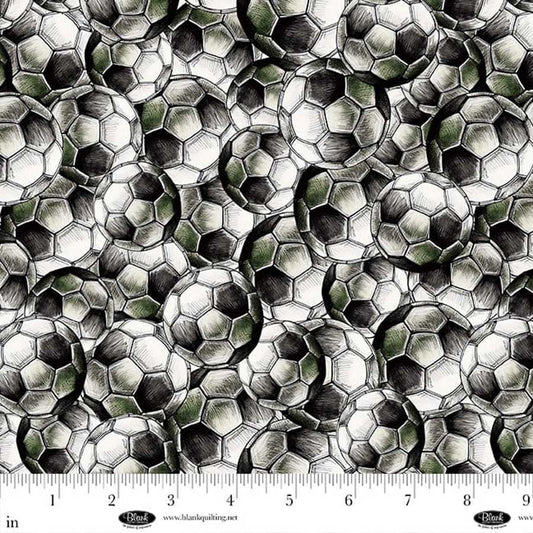 Goalbound - Soccer Ball Charcoal 4752-95 by Blank Quilting