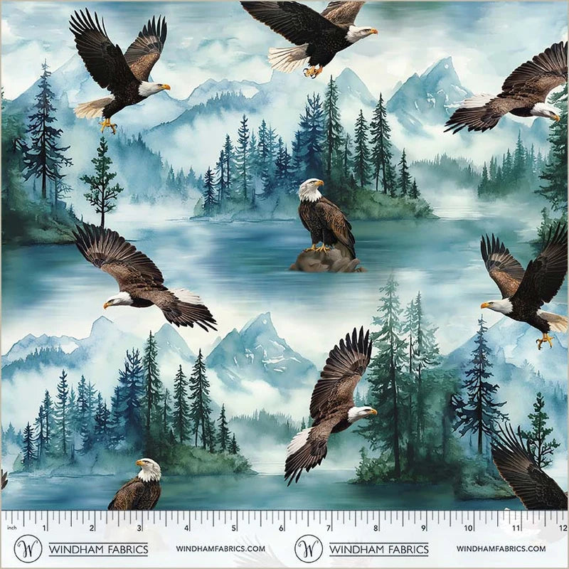 Wildlife - Mountain Mist Eagles 55028D-1 by Whistler Studio for Windham Fabrics