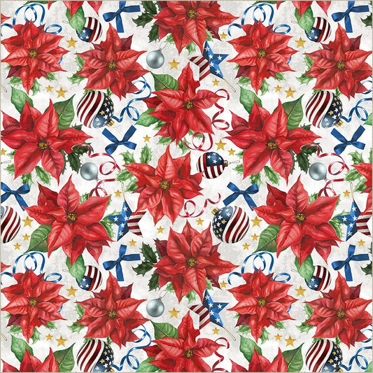 All-American Christmas - Patriotic Poinsettia White 55275-3 by Windham Fabrics