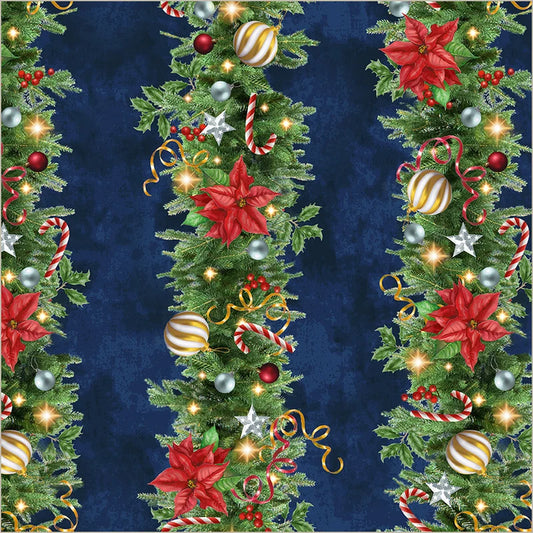 All-American Christmas - Deck the Halls Blue 55278-4 by Windham Fabrics