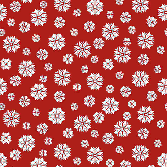 Alpine Ski - Snowflakes on Red 6385 88 by Studio E