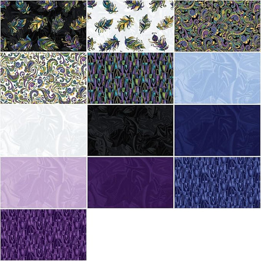 Luminescent Leaves Indigo - 13 Piece Fat Quarter Bundle by Ann Lauer for Benartex