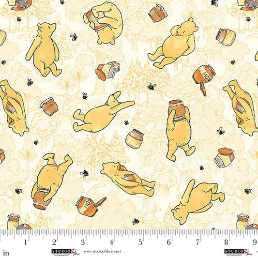Classic Winnie - Bears Yellow 8716-44 Licensed Fabric by Studio e
