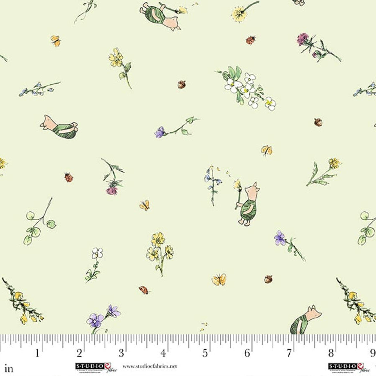 Classic Winnie - Piglets Lt. Green 8717-60 Licensed Fabric by Studio e