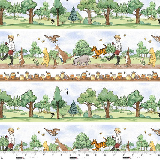 Classic Winnie - Border Green/Brown 8727-36 Licensed Fabric by Studio e