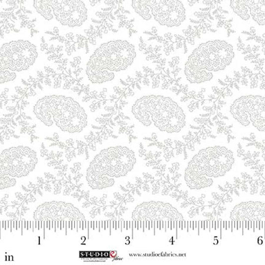 White on White - Best of Cream & Sugar - Vines & Small Foulard 8923-01W by Studio E Fabrics