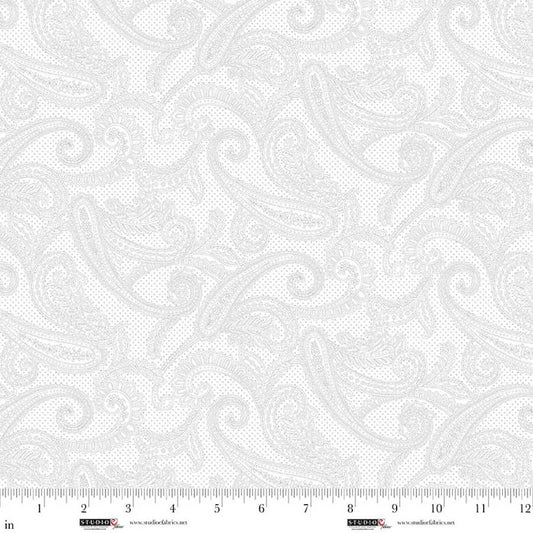 White on White - Best of Cream & Sugar - Sophisticated Paisley 8928-01W by Studio E