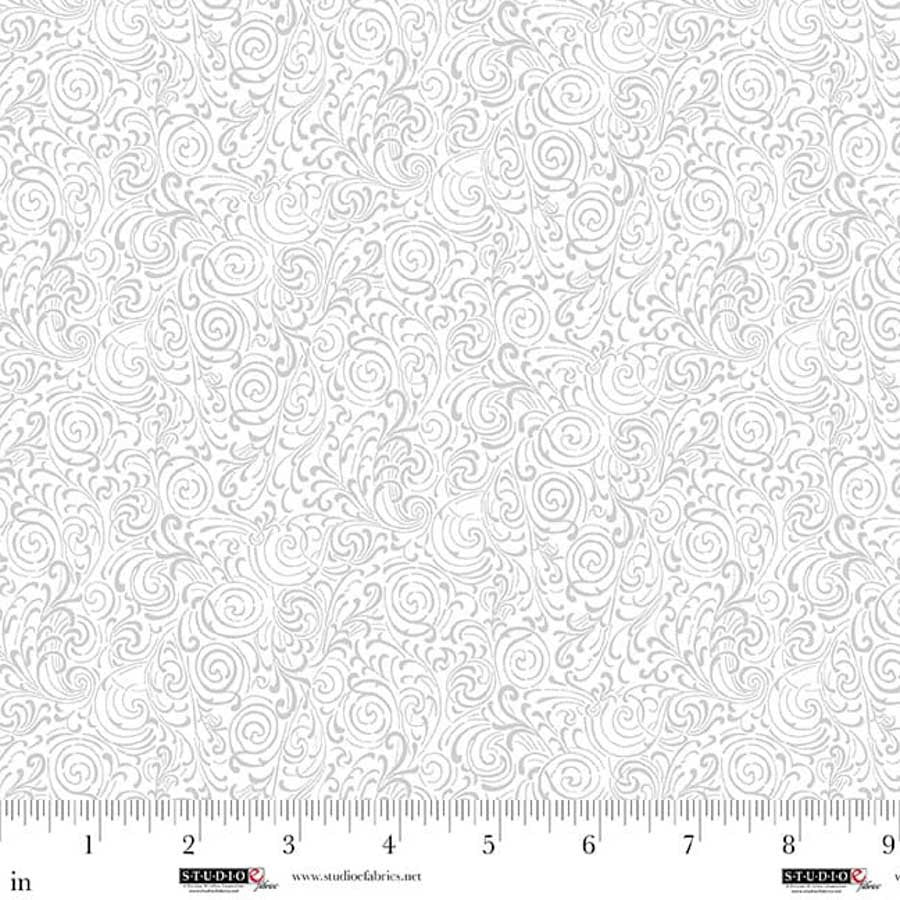White on White - Best of Cream & Sugar - Double Swirls 8931-01W by Studio E Fabrics