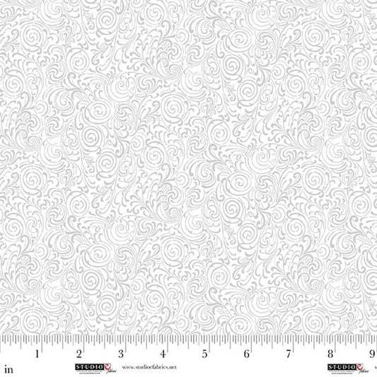 White on White - Best of Cream & Sugar - Double Swirls 8931-01W by Studio E Fabrics