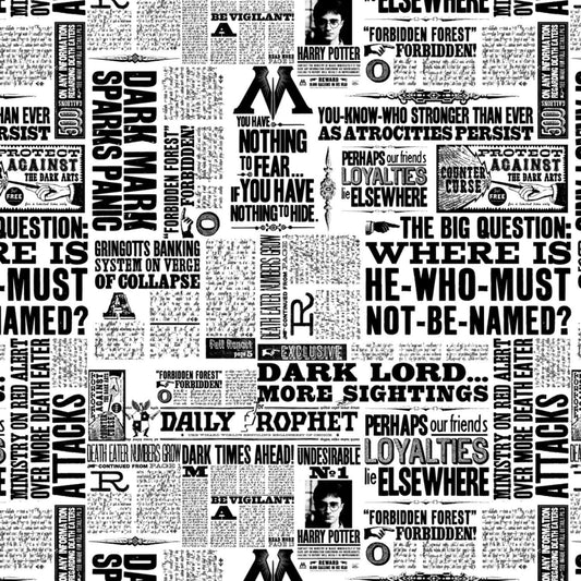 Harry Potter Wizarding World Newsprint by Camelot Fabrics