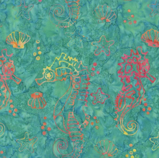 Seahorse Batik BT7782-Aqua-D by Michael Miller Fabrics